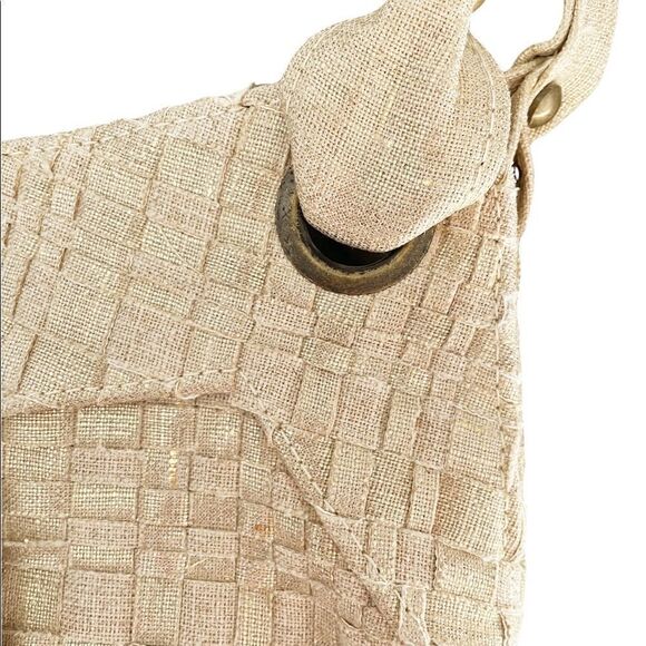 Lauren Merkin Metallic Gold Tan Woven Tote Shoulder Bag - Picture 2 of 13